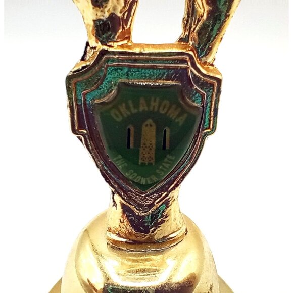 Dinner Bell Oklahoma The Sooner State Gold Buffalo Vintage 3.25 Inch Souvenir - Picture 4 of 13